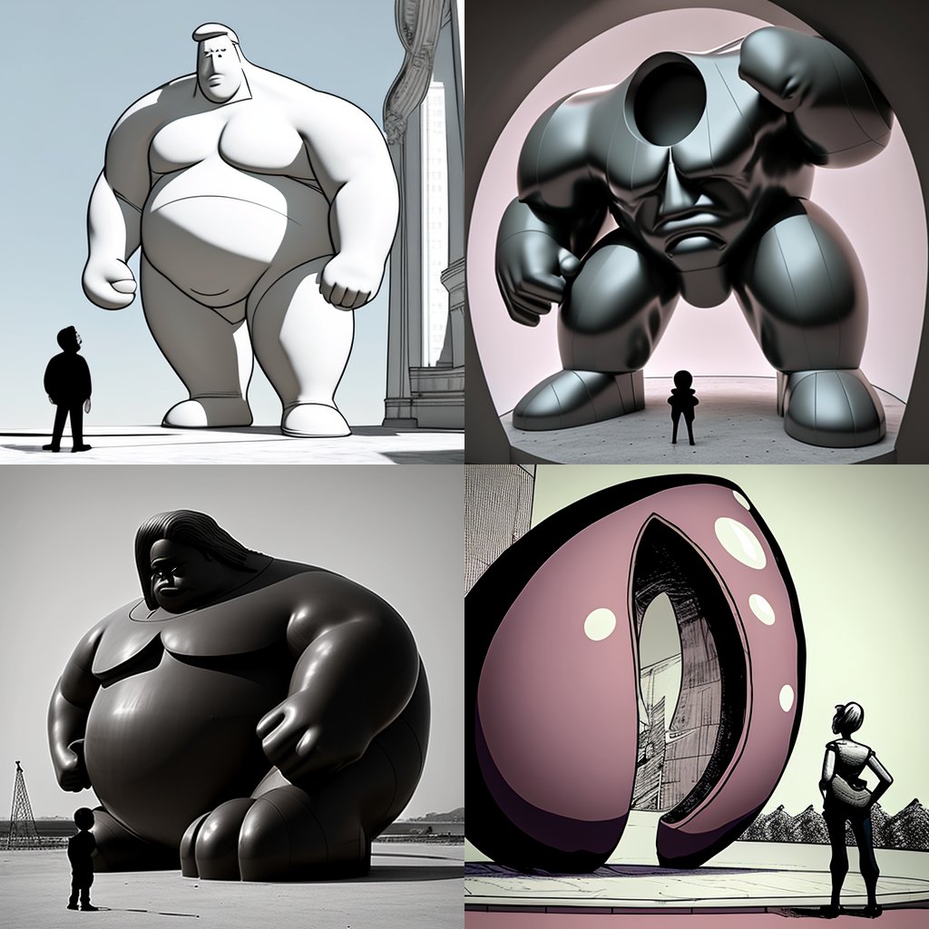 Four variations of inflated cartoon figures